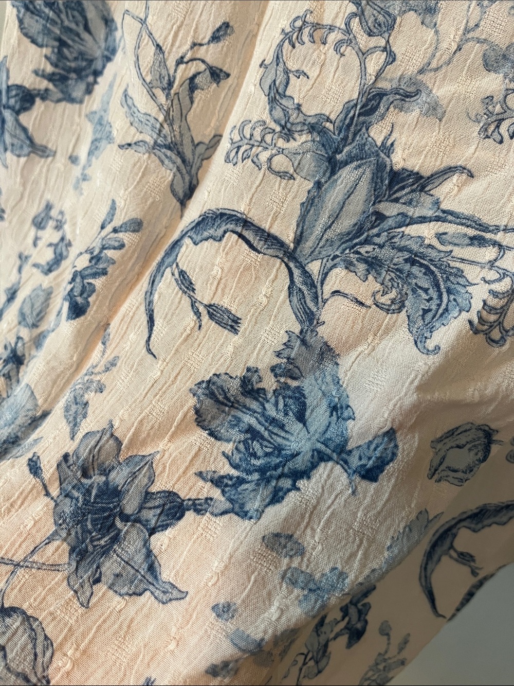 Laura Ashley Blue and White Floral Ruffle Sleeve Top - Picture 4 of 5